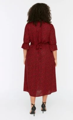 Trendyol Vrouwen Gepofte/ruche Mouw V-hals Overhemdjurk Plus Size Jurk -Trendyo Trendy Winkel 736x1200 9