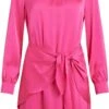 Vila Jurk Viannes O-neck L/s Short Dress/dc 14083842 Pink Yarrow Dames Maat - 38 -Trendyo Trendy Winkel 742x1200 6