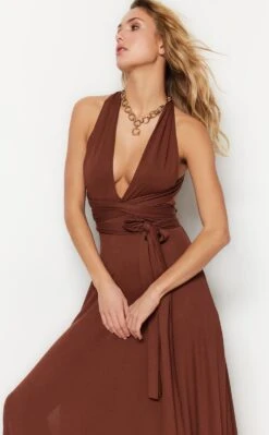 Trendyol Vrouwen Standaard Mouw V-hals Verschuiving Jurk -Trendyo Trendy Winkel 743x1200 6