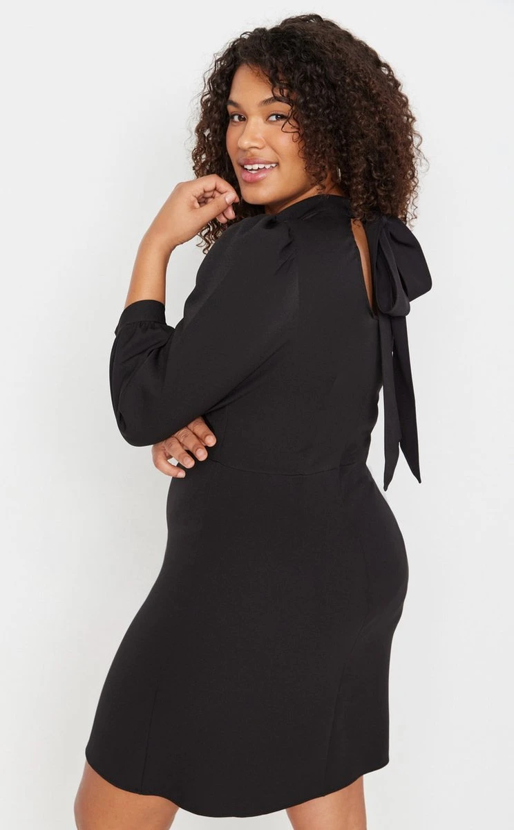 Trendyol Vrouwen Ballon Mouw Staande Kraag A-lijn Plus Size Jurk 6 Trendyol Vrouwen Ballon Mouw Staande Kraag A-lijn Plus Size Jurk - Afbeelding 4