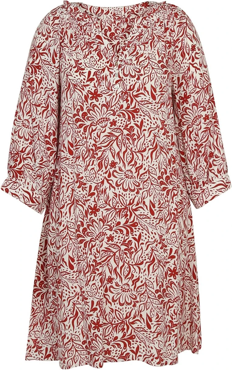Paprika Korte Jurk In Viscose Met Bloemenmotief En Raglanmouwen 11 Paprika Korte Jurk In Viscose Met Bloemenmotief En Raglanmouwen - Afbeelding 9