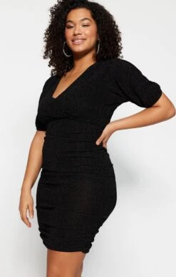 Trendyol Vrouwen Standaard Mouw V-hals Bodycon Plus Size Jurk -Trendyo Trendy Winkel 762x1200 5