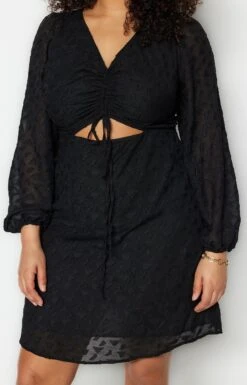 Trendyol Vrouwen Ballon Mouw V-hals Schaatser Grote Maten Jurk -Trendyo Trendy Winkel 769x1200 5