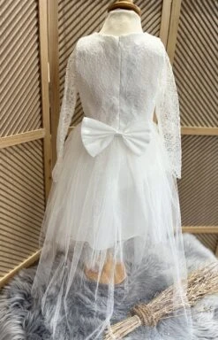 Merkloos Luxe Feestjurk-jurk Met Kant-witte Tule Jurk-communie Jurk-galajurk-bruidsjurk-prinsessen Jurk-danseres Jurk-lange Mouwen-tutu Rok-bruidsmeisjes-bruiloft-verjaardag-fotoshoot-communie-vormsel-lentefeest-ballet-elegant-katoen Polyester-7jaar(maat 122) -Trendyo Trendy Winkel 772x1200