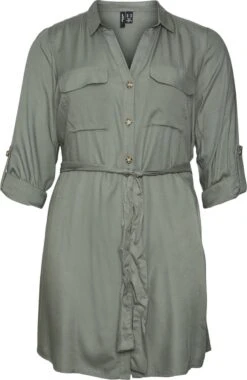 VERO MODA VMBUMPY L/S SHIRT DRESS WVN CURVE NOOS Dames Jurk - Maat 48