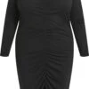 EVOKED VILA VILUANA V-NECK L/S MIDI DRESS/CUR Dames Jurk - Maat 50