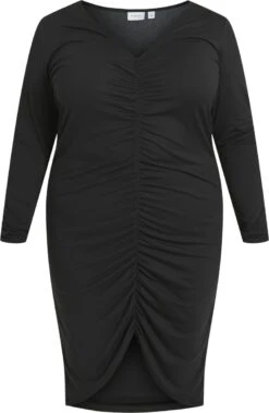 EVOKED VILA VILUANA V-NECK L/S MIDI DRESS/CUR Dames Jurk - Maat 50
