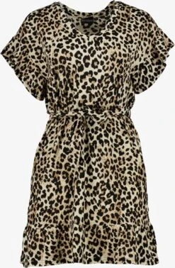 TwoDay Dames Jurk Met Luipaardprint - Bruin - Maat XL