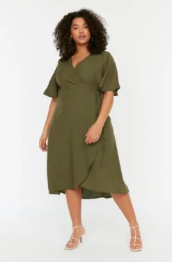 Trendyol Vrouwen Standaard Mouw V-hals Omslag Grote Maten Jurk -Trendyo Trendy Winkel 789x1200 6