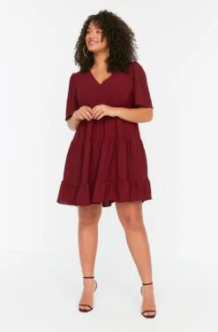Trendyol Vrouwen Standaard Mouw V-hals A-lijn Grote Maten Jurk -Trendyo Trendy Winkel 791x1200 13