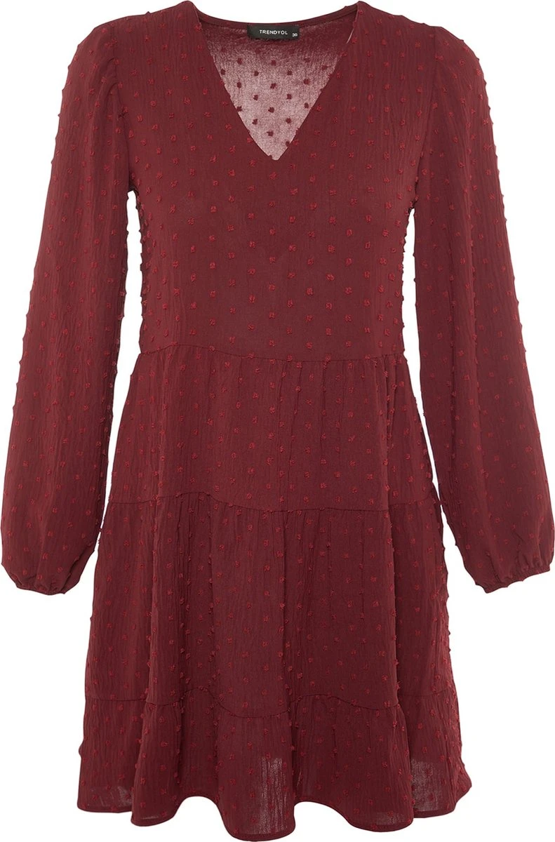 Trendyol Vrouwen Ballon Mouw V-hals Verschuiving Jurk 6 Trendyol Vrouwen Ballon Mouw V-hals Verschuiving Jurk - Afbeelding 4