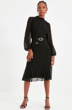 Trendyol Vrouwen Ballon Mouw Staande Kraag A-lijn Jurk -Trendyo Trendy Winkel 792x1200