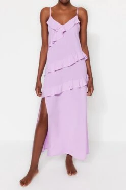 Trendyol Vrouwen Standaard Mouw Ronde Hals Ruche Zoom Jurk -Trendyo Trendy Winkel 797x1200 5