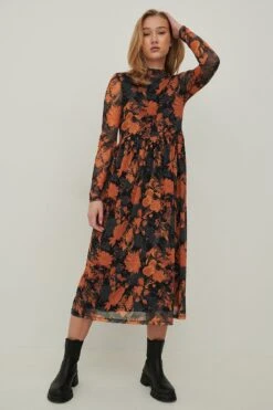 Na-kd Recycled Ls Mesh Dress Jurken Dames - Rok - Jurk - Oranje - Maat 36