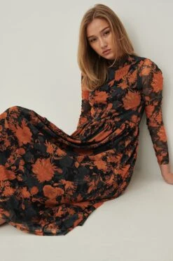 Na-kd Recycled Ls Mesh Dress Jurken Dames - Rok - Jurk - Oranje - Maat 36 -Trendyo Trendy Winkel 798x1200 5