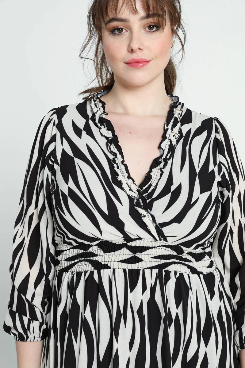 Paprika Korte Jurk Met Grafische Print, Fronsjes En Smokwerk 9 Paprika Korte Jurk Met Grafische Print, Fronsjes En Smokwerk - Afbeelding 7