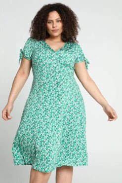 Paprika Koud Gebreide Lange Jurk Met Bloemenprint