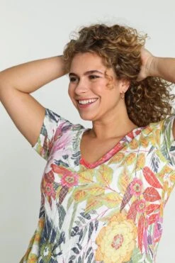 Paprika Korte, Katoenen Jurk Met Bloemenmotief -Trendyo Trendy Winkel 799x1200 186