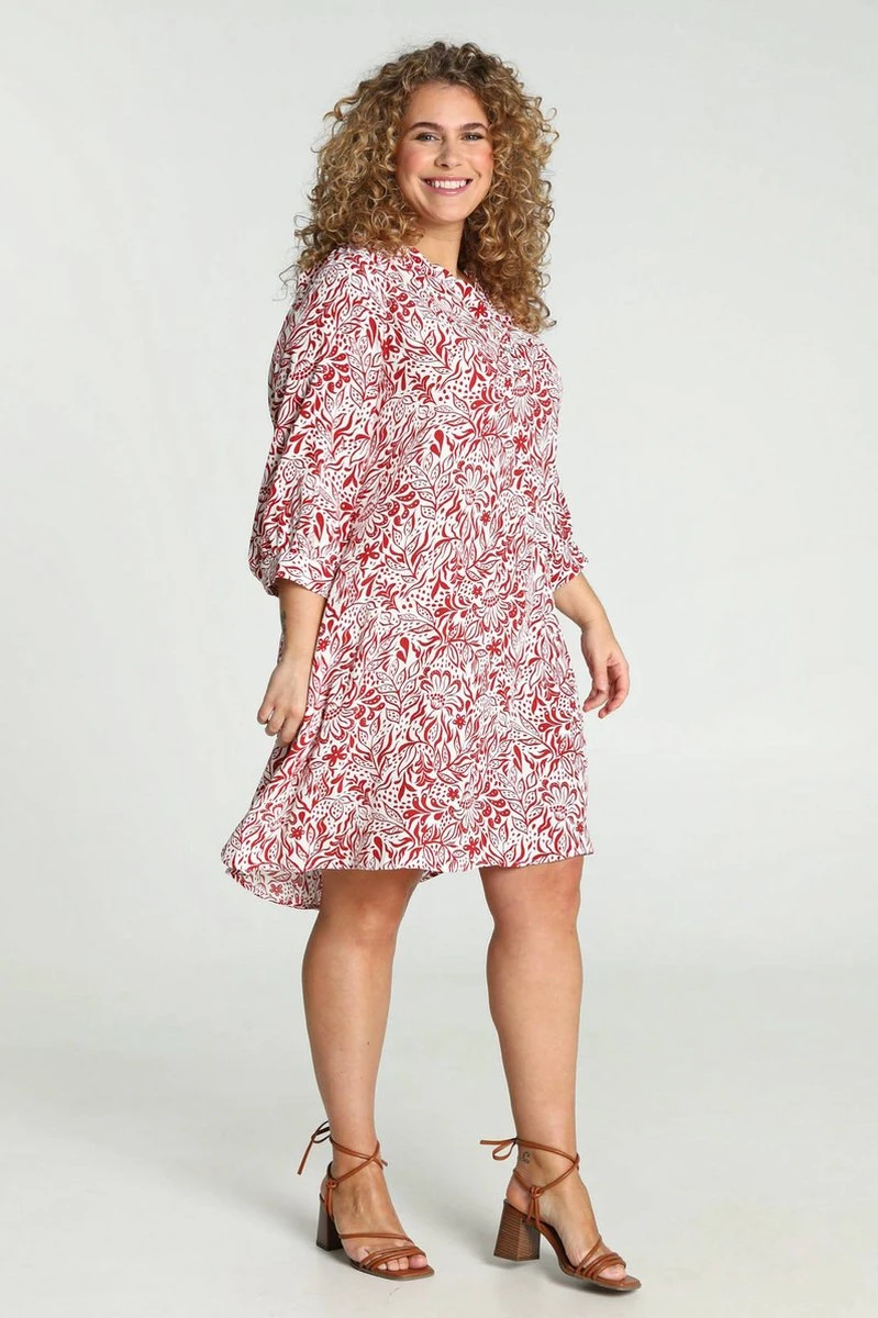 Paprika Korte Jurk In Viscose Met Bloemenmotief En Raglanmouwen 4 Paprika Korte Jurk In Viscose Met Bloemenmotief En Raglanmouwen - Afbeelding 2