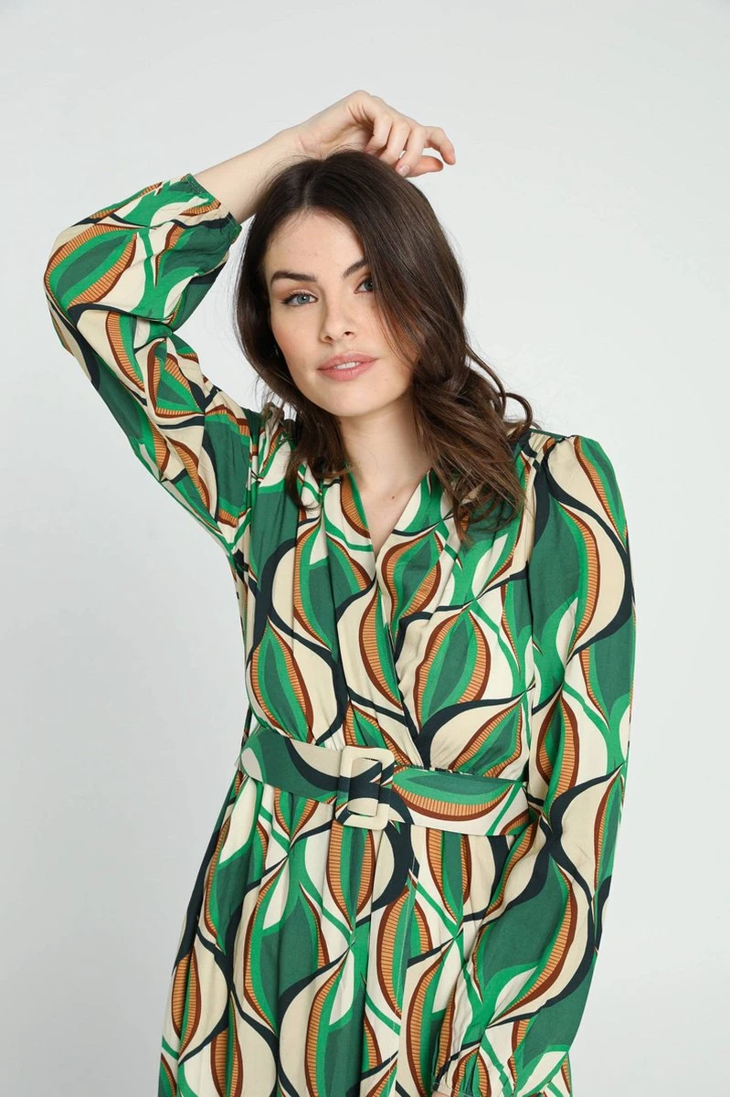 Cassis Lange Jurk In Viscose Met Etnisch Motief 4 Cassis Lange Jurk In Viscose Met Etnisch Motief - Afbeelding 2