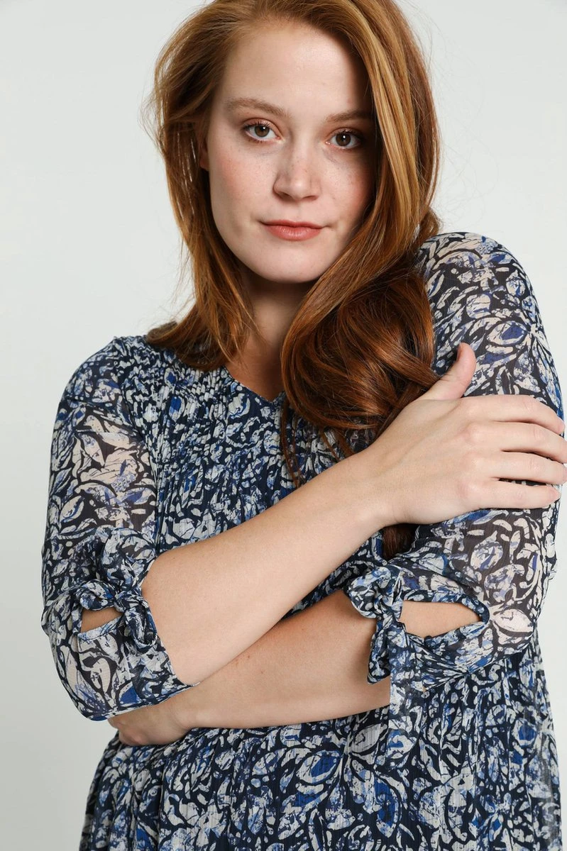 Cassis Lange Jurk Met Abstract Bloemenmotief En Plissé-effect 8 Cassis Lange Jurk Met Abstract Bloemenmotief En Plissé-effect - Afbeelding 6