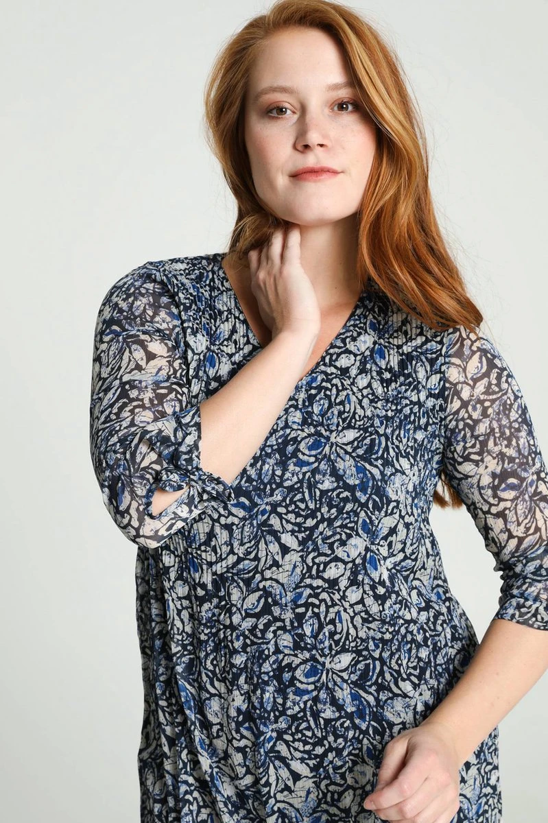 Cassis Lange Jurk Met Abstract Bloemenmotief En Plissé-effect 9 Cassis Lange Jurk Met Abstract Bloemenmotief En Plissé-effect - Afbeelding 7