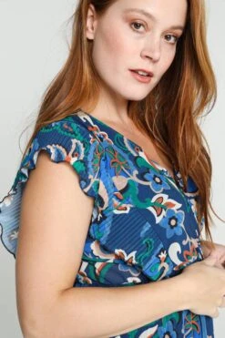 Cassis Lange Plisséjurk Met Gebloemde Kasjmierprint -Trendyo Trendy Winkel 799x1200 266