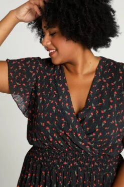 Paprika Lange Plisséjurk Met Tulpenmotief -Trendyo Trendy Winkel 799x1200 283