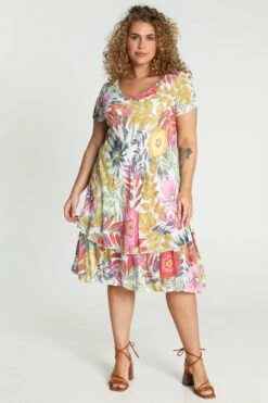 Paprika Korte, Katoenen Jurk Met Bloemenmotief -Trendyo Trendy Winkel 799x1200 306