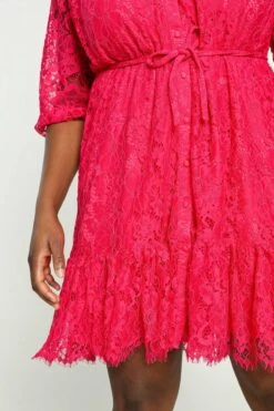 Paprika Korte, Effen Jurk Met Kant -Trendyo Trendy Winkel 799x1200 355