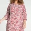 Paprika Korte Jurk In Viscose Met Bloemenmotief En Raglanmouwen