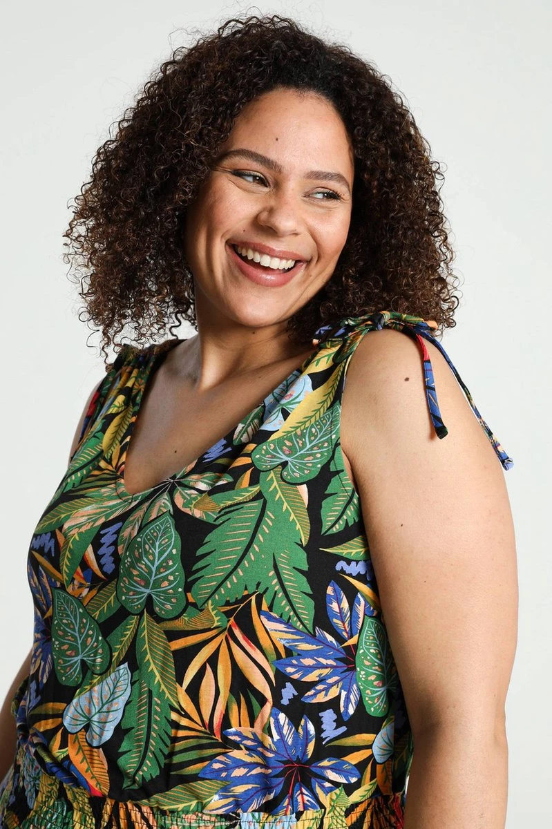 Paprika Lange Jurk In Viscose Met Hawai Print En Smalle Schouderbandjes 8 Paprika Lange Jurk In Viscose Met Hawai Print En Smalle Schouderbandjes - Afbeelding 6