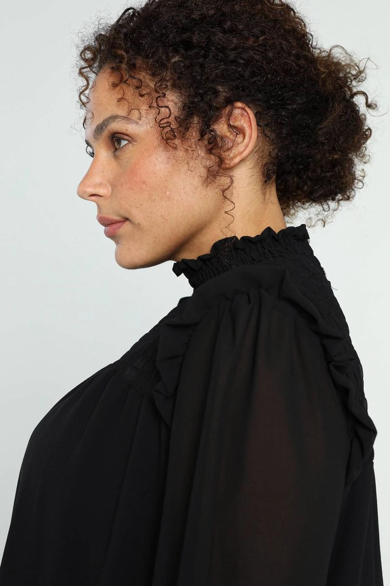 Paprika Korte, Effen Jurk In Voile Met Smokwerk 7 Paprika Korte, Effen Jurk In Voile Met Smokwerk - Afbeelding 5