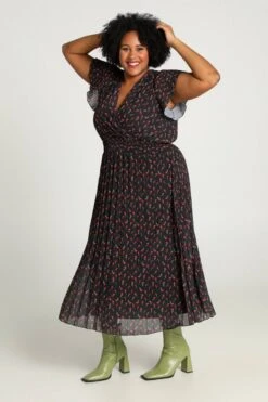 Paprika Lange Plisséjurk Met Tulpenmotief -Trendyo Trendy Winkel 799x1200 76