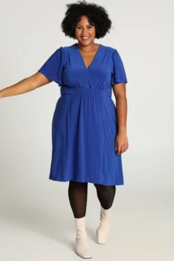 Paprika Korte, Effen Bow Jurk Met Smokwerk Op De Taille -Trendyo Trendy Winkel 799x1200 88