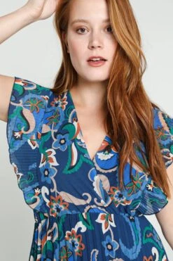 Cassis Lange Plisséjurk Met Gebloemde Kasjmierprint -Trendyo Trendy Winkel 799x1200 96