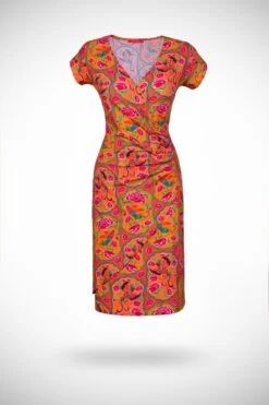 Tricot Wrap Jurk Korte Mouw Peranakan