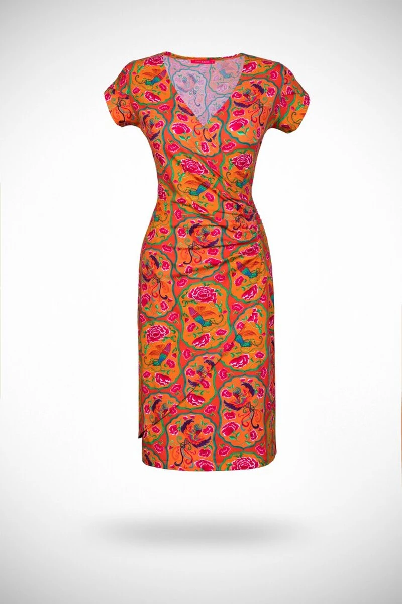 Tricot Wrap Jurk Korte Mouw Peranakan 3 Tricot Wrap Jurk Korte Mouw Peranakan