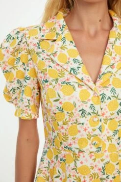 Trendyol Vrouwen Ballon Mouw Reverskraag Schaatser Jurk -Trendyo Trendy Winkel 800x1200 1066