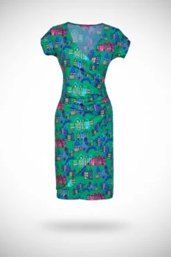 Tricot Wrap Jurk Korte Mouw Amsterdam Green