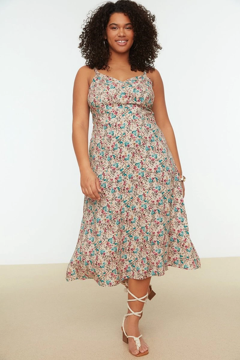 Trendyol Vrouwen Standaard Mouw V-hals Basis Grote Maten Jurk 10 Trendyol Vrouwen Standaard Mouw V-hals Basis Grote Maten Jurk - Afbeelding 8