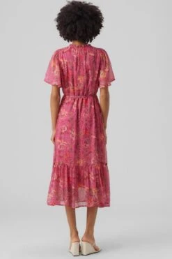 Vero Moda Jurk Vmsilo Ss 7/8 Dress Wvn Btq 10286028 Pink Yarrow/silo Dames Maat - XS -Trendyo Trendy Winkel 800x1200 1129