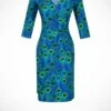 Tricot Wrap Jurk Drie Kwart Mouw Peacock Blue -Trendyo Trendy Winkel 800x1200 1145