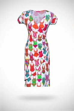 Tricot Wrap Jurk Korte Mouw Summer White