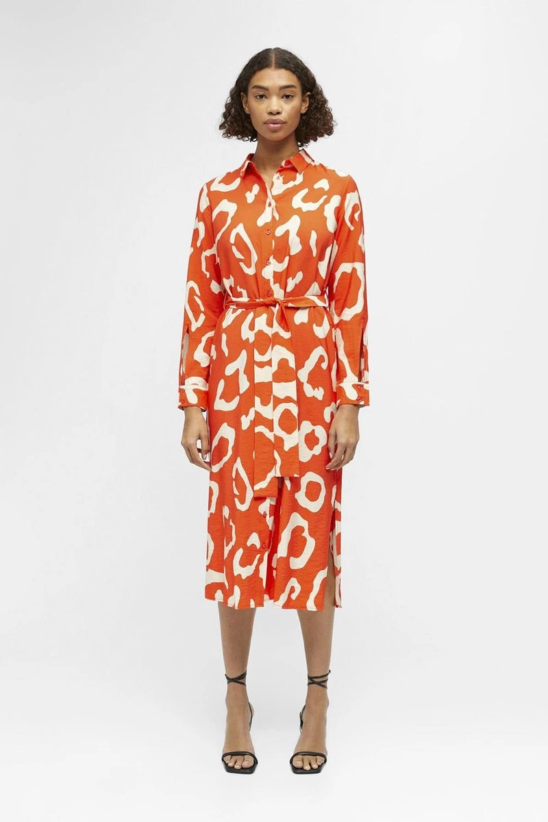 Object Jacira Tilda L/s Shirt Dress Jurken Dames - Rok - Jurk - Koraal - Maat 42 5 Object Jacira Tilda L/s Shirt Dress Jurken Dames - Rok - Jurk - Koraal - Maat 42 - Afbeelding 3