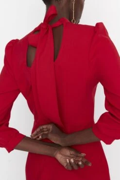 Trendyol Vrouwen Ballon Mouw Staande Kraag Bodycon Jurk -Trendyo Trendy Winkel 800x1200 1432