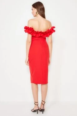 Trendyol Vrouwen Gepofte/ruche Mouw Carmen Kraag Bodycon Jurk -Trendyo Trendy Winkel 800x1200 1447