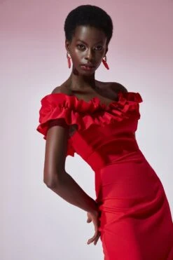 Trendyol Vrouwen Gepofte/ruche Mouw Carmen Kraag Bodycon Jurk -Trendyo Trendy Winkel 800x1200 1452