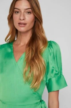 Vila Jurk Vinaria S/s Wrap Midi Dress/dc/su 14083215 Green Bee Dames Maat - 44 -Trendyo Trendy Winkel 800x1200 1479
