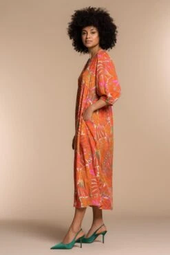 Geisha Jurk Midi Jurk Cultural Vlinderprint 37136 20 Coral/pink Combi Dames Maat - XXL -Trendyo Trendy Winkel 800x1200 154
